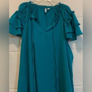Cato Teal Ruffled Sleeve Blouse 22/24